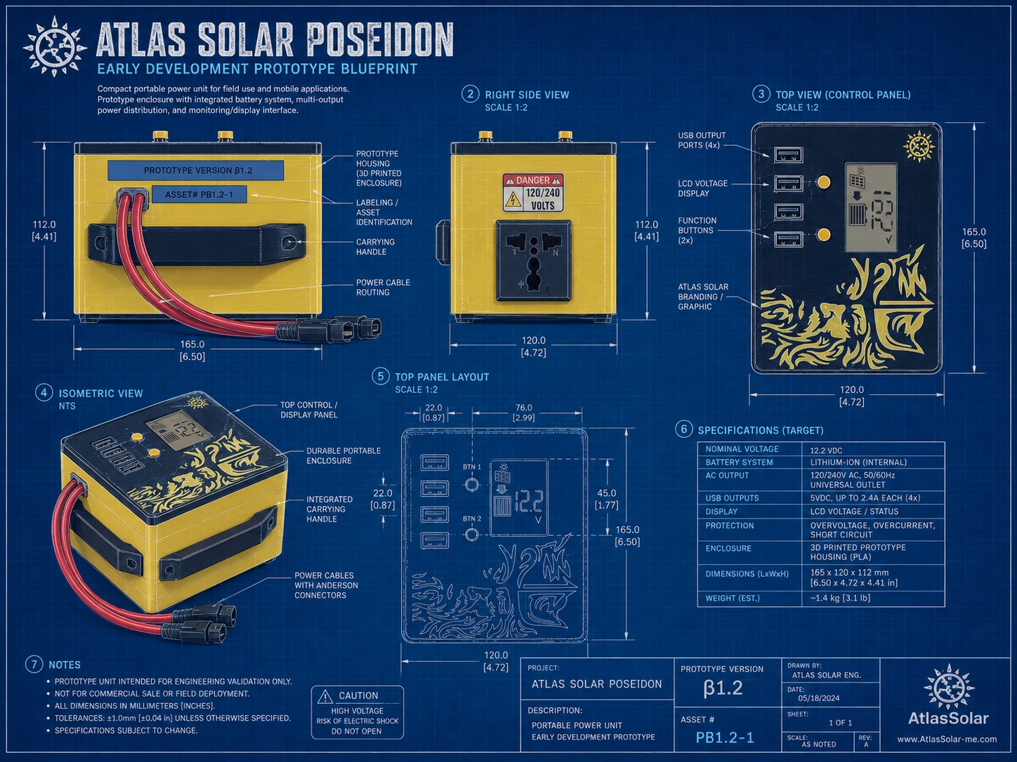 Atlas Solar Poseidon early-development prototype blueprint